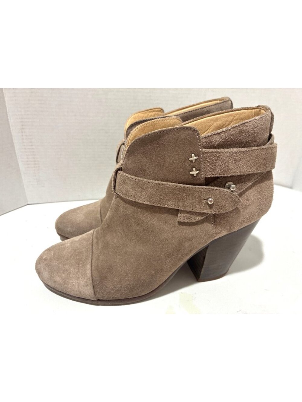 Rag & Bone Ankle Boots Womens Harrow Suede taupe/stone suede colorway wrap 7.5
